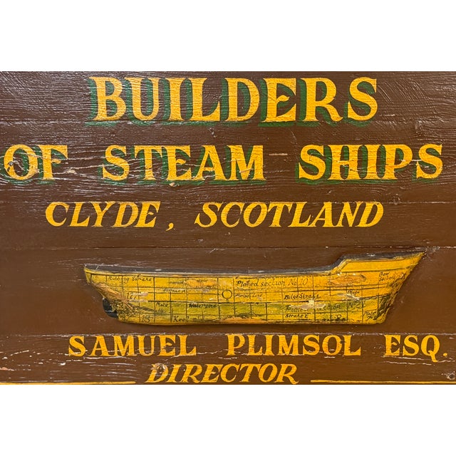 Late 19th Century Victorian Clyde Shipbuilders Trade Sign with Annotated Steamship Hull Model For Sale - Image 5 of 17