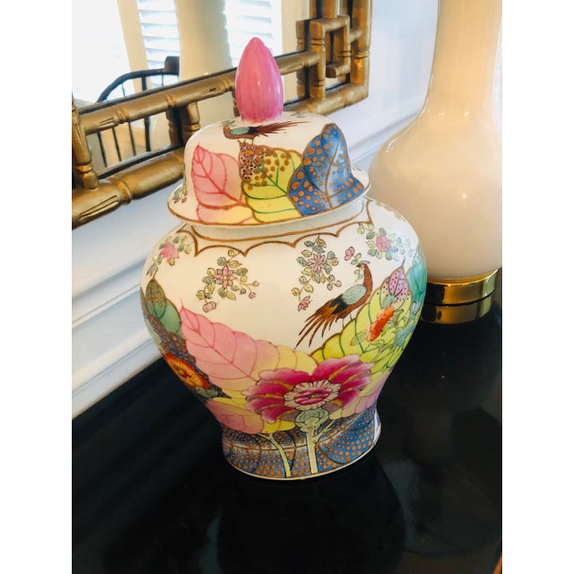 Chinoiserie Tobacco Leaf Ginger Jar For Sale - Image 3 of 7