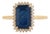 3.31ct Emerald-Cut Blue Sapphire Diamond Modern Engagement Ring Size 5 in 14k Gold For Sale