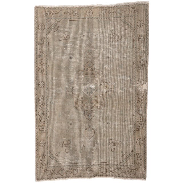 Mid 20th Century Distressed Faded Vintage Persian Rug, 03'01 X 04'07 For Sale - Image 10 of 10