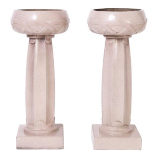 Archibald Knox Pair of Art Nouveau Glazed Terra Cotta Plant Stands For Sale