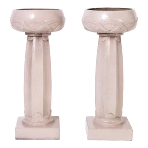 Archibald Knox Pair of Art Nouveau Glazed Terra Cotta Plant Stands