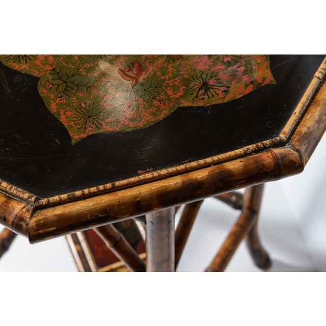 19Th. Century Octagon Tiger Bamboo & Lacquer Side Table, C1880 For Sale In West Palm - Image 6 of 13