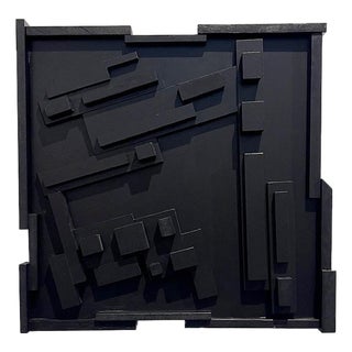 Brutalist Black Relief Wall Sculpture — Relief Study No. 01, Studio-Made Geometric Panel For Sale