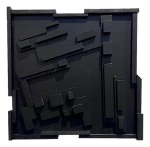 Brutalist Black Relief Wall Sculpture — Relief Study No. 01, Studio-Made Geometric Panel