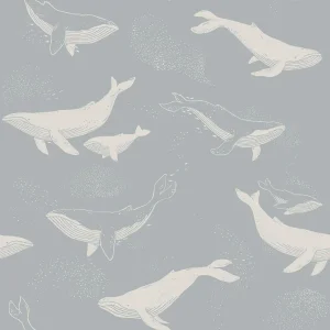 Boråstapeter Whales Wallpaper In Slate