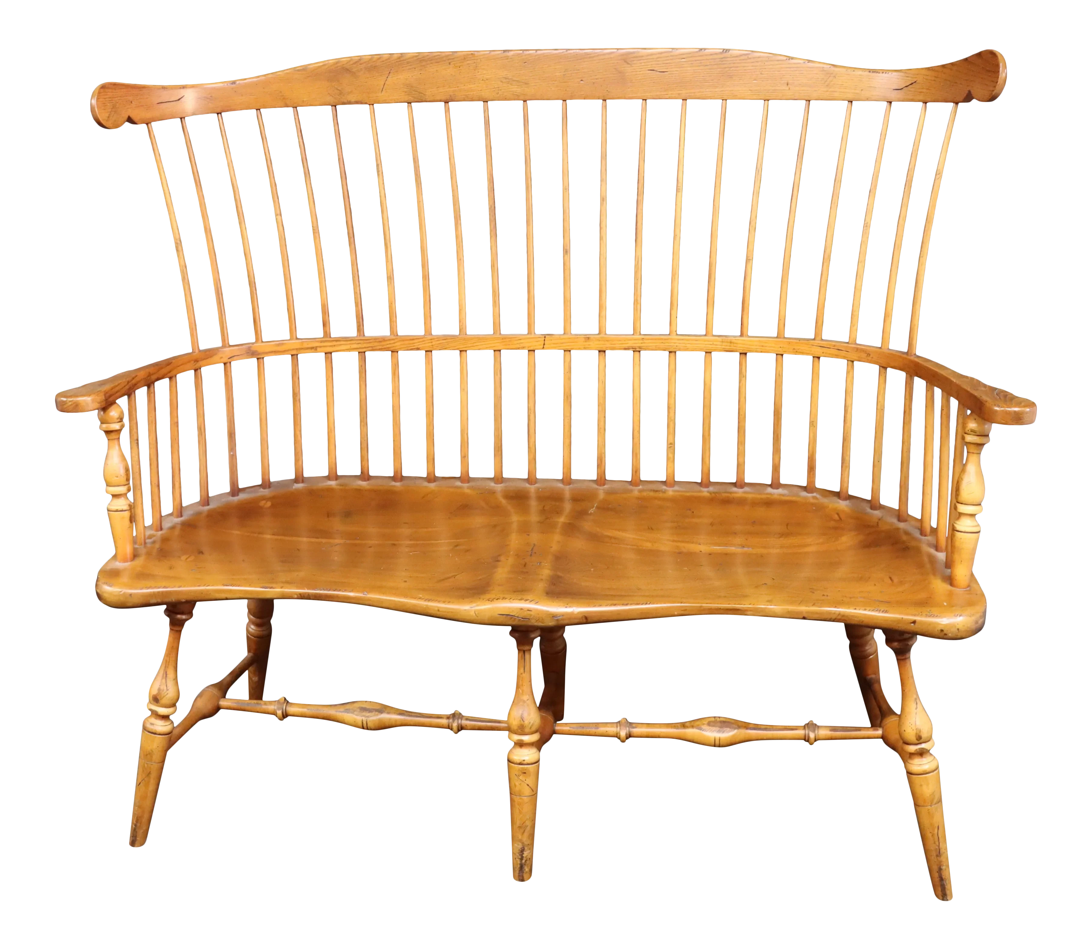 Frederick Duckloe Oak Cherry Windsor Settee Chairish
