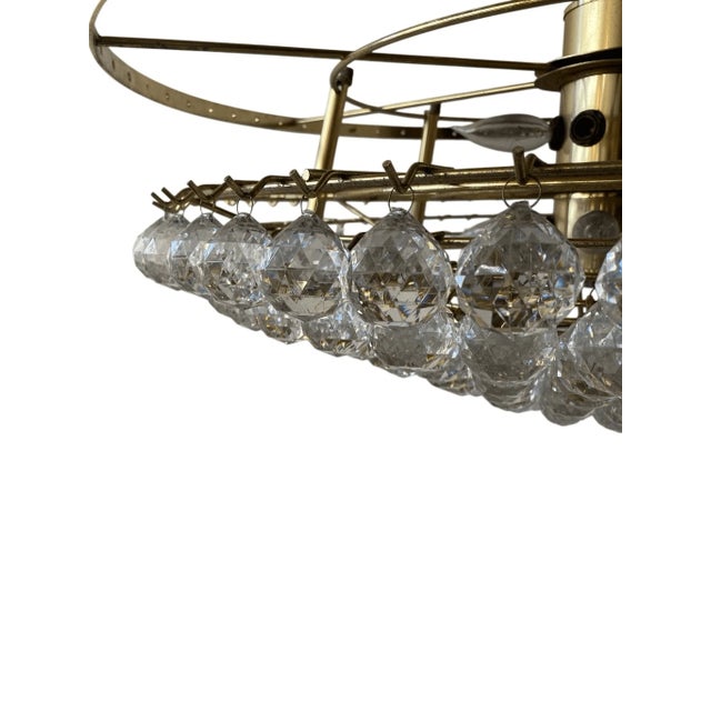 Mid 20th Century Vintage Hollywood Regency Style Lucite Crystals Ceiling Light Chandelier For Sale - Image 5 of 10