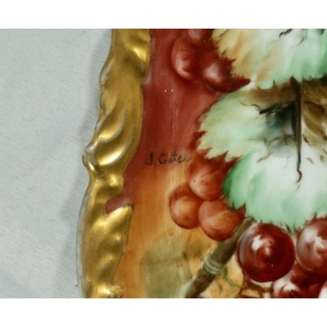 Tressemann & Vogt (T&v) Limoges Hand-Painted Grape Charger, Signed J. Guter, Circa 1900 For Sale - Image 4 of 4