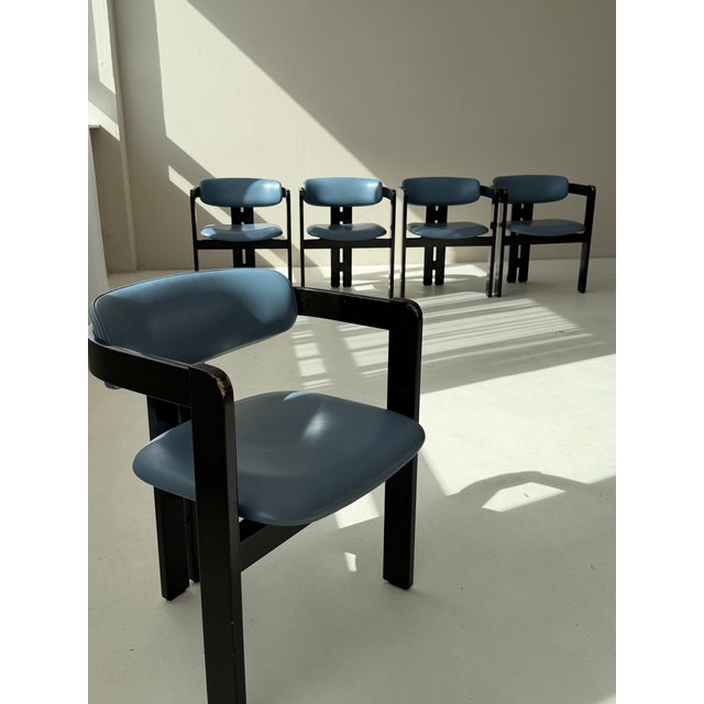Pamplona Dining Chairs and Table in Petrol Leather by Augusto Savini for Pozzi, Italy, 1970, Set of 7 For Sale - Image 15 of 18