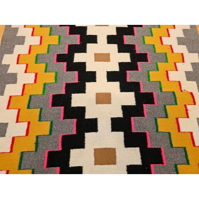 Vintage Navajo Rug, Eye Dazzler Pattern, Wool & Cotton, Native American Wall Art, 3x4 For Sale In Chicago - Image 6 of 12
