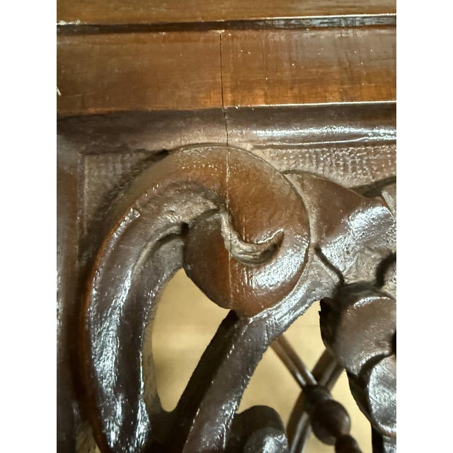 Hand-Carved Walnut Side Table For Sale In Greensboro - Image 6 of 7