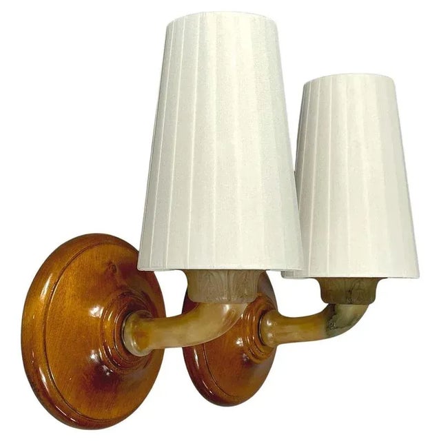 Vintage Swedish Birch and Pleated Fabric Wall Lights, 1920s, Set of 2 For Sale - Image 17 of 17