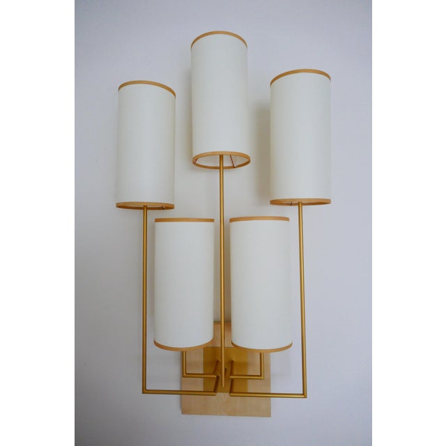 Wall Sconce Tiges5 in Patinated Gold Metal and Fabric by Aymeric Lefort For Sale - Image 13 of 14