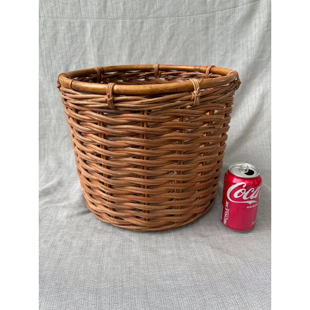 Vintage Large Round Wicker Basket For Sale - Image 11 of 12