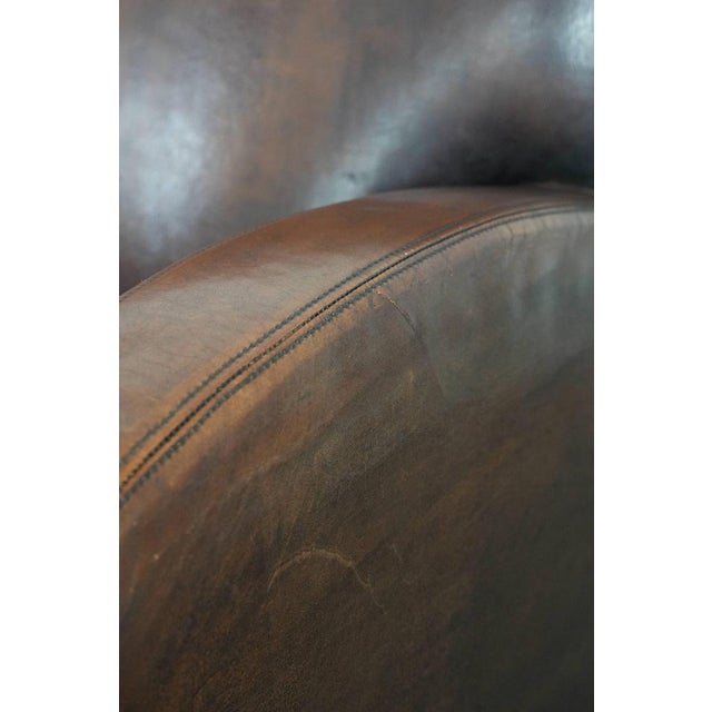 Vintage Brown Sheepskin Armchair For Sale - Image 14 of 17