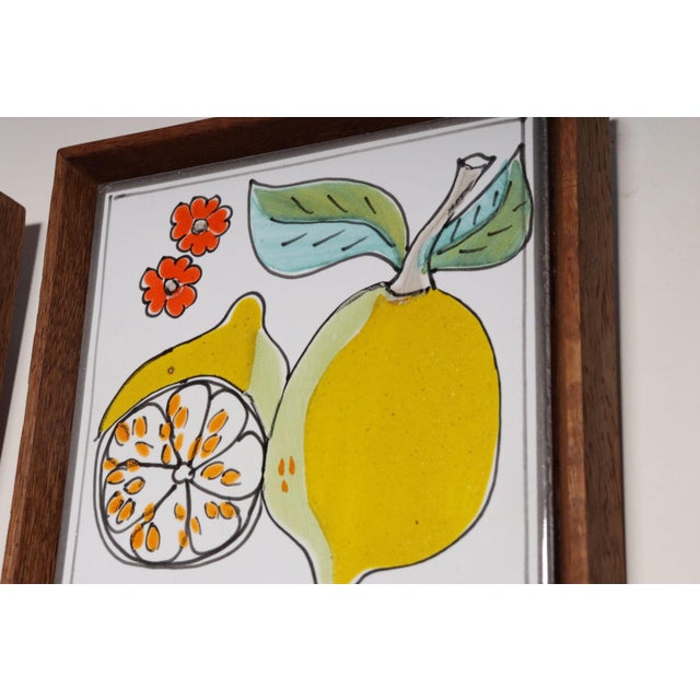Set of Three Vintage Sicilian Pescatore and Limone Handpainted Ceramic Tiles For Sale - Image 12 of 15