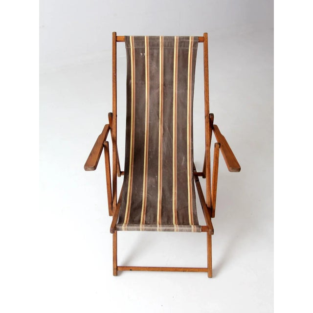 Farmhouse Mid Century Striped Deck Chair For Sale - Image 3 of 13