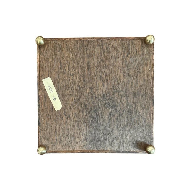 Wood Vintage Mid Century Large Footed Burl Wood Tic Tac Toe Set With Brass Tone Detailing For Sale - Image 7 of 7