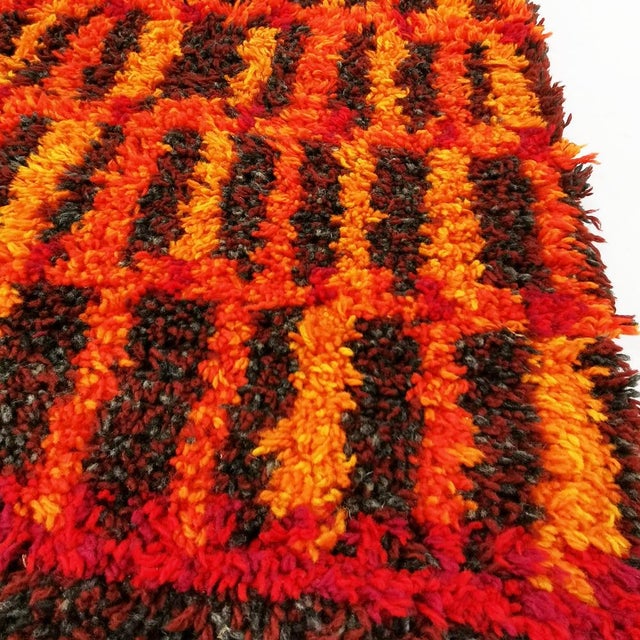 Orange Vintage Space Age Rug, Denmark, 1960s For Sale - Image 8 of 16