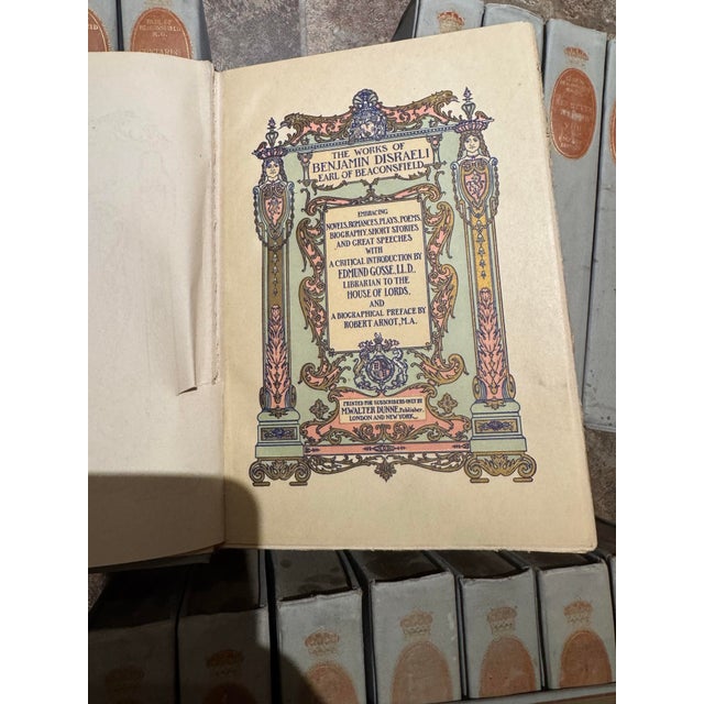 Sky Blue The Works of Benjamin Disraeli “Empire Edition” – 1904 M Walter Dune - 18 Volumes For Sale - Image 8 of 12