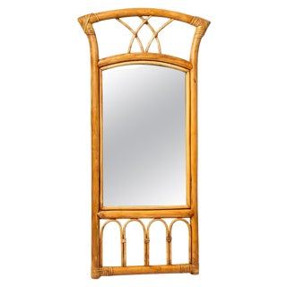 Vintage Bamboo and Rattan Mirror, 1960s For Sale