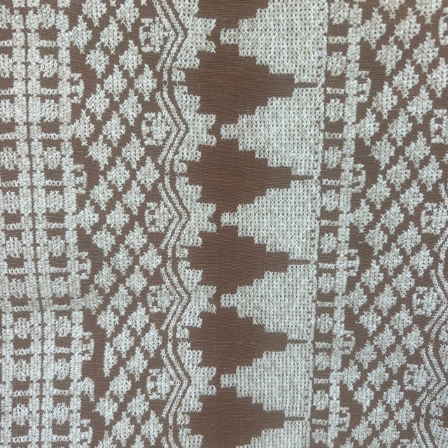 Schumacher Wentworth Caramel Brown Embroidery Linen Fabric- 2 Yards For Sale In New York - Image 6 of 6