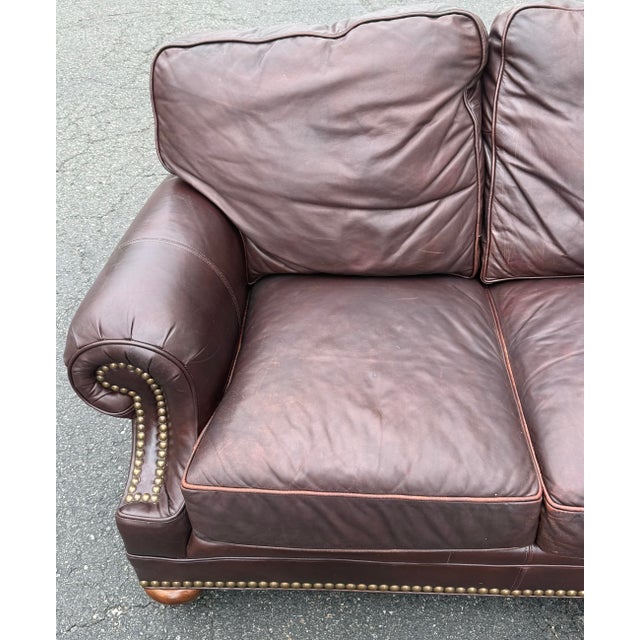 Wesley Hall of Hickory Galleries Rolled Arm Leather Sofa For Sale - Image 10 of 12