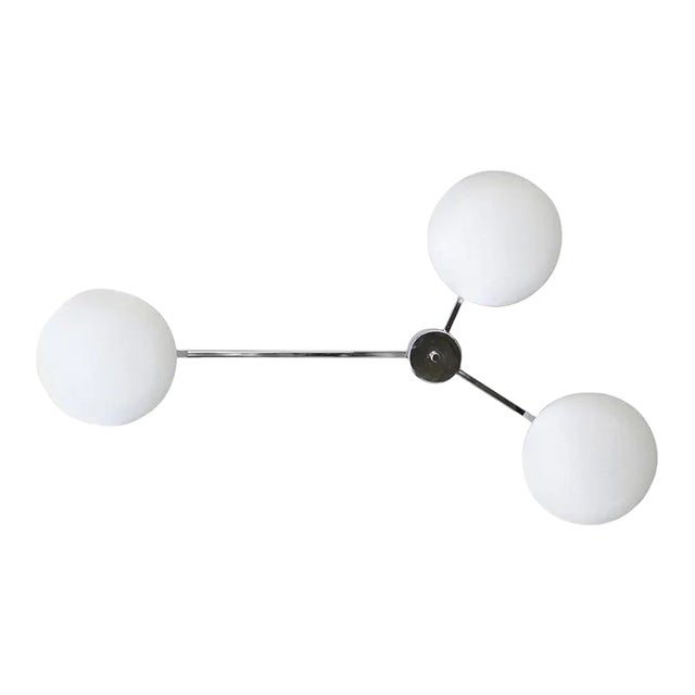 Trio Polished Chrome Matte White Glass Flush Mount by Fabio Ltd For Sale