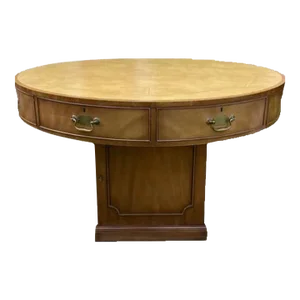 Vintage Kittinger Buffalo Leather Top Rent Table