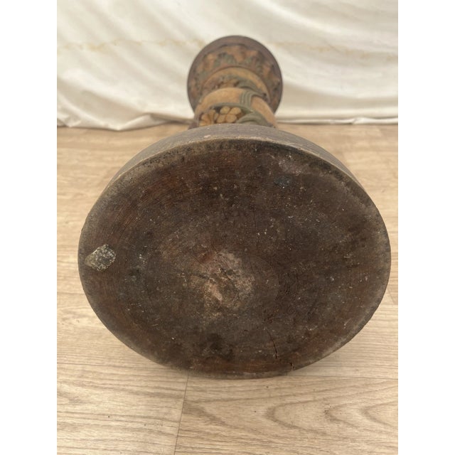 Antique Italian Style Column Bust Plant Stand Pedestal Hand Carved Solid Wood For Sale - Image 12 of 12