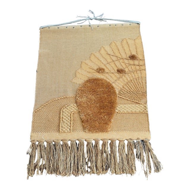 Ica Vintage 1986 Don Freedman Style Macrame Wall Hanging Fiber Tapestry 43x31 For Sale
