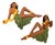 1980s Hawaiian Art Pottery Nude Pin-Up Yellow Hula Girl Wall Sculpture, Pair For Sale