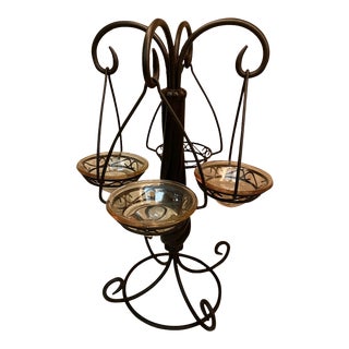 Vintage Cast Iron Centerpiece With Glass Holders For Sale
