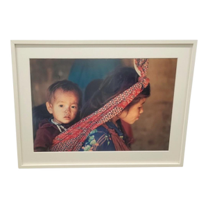 Massive Custom Mother Child Framed White Museum Quality National Geographic Style Print Wall Art