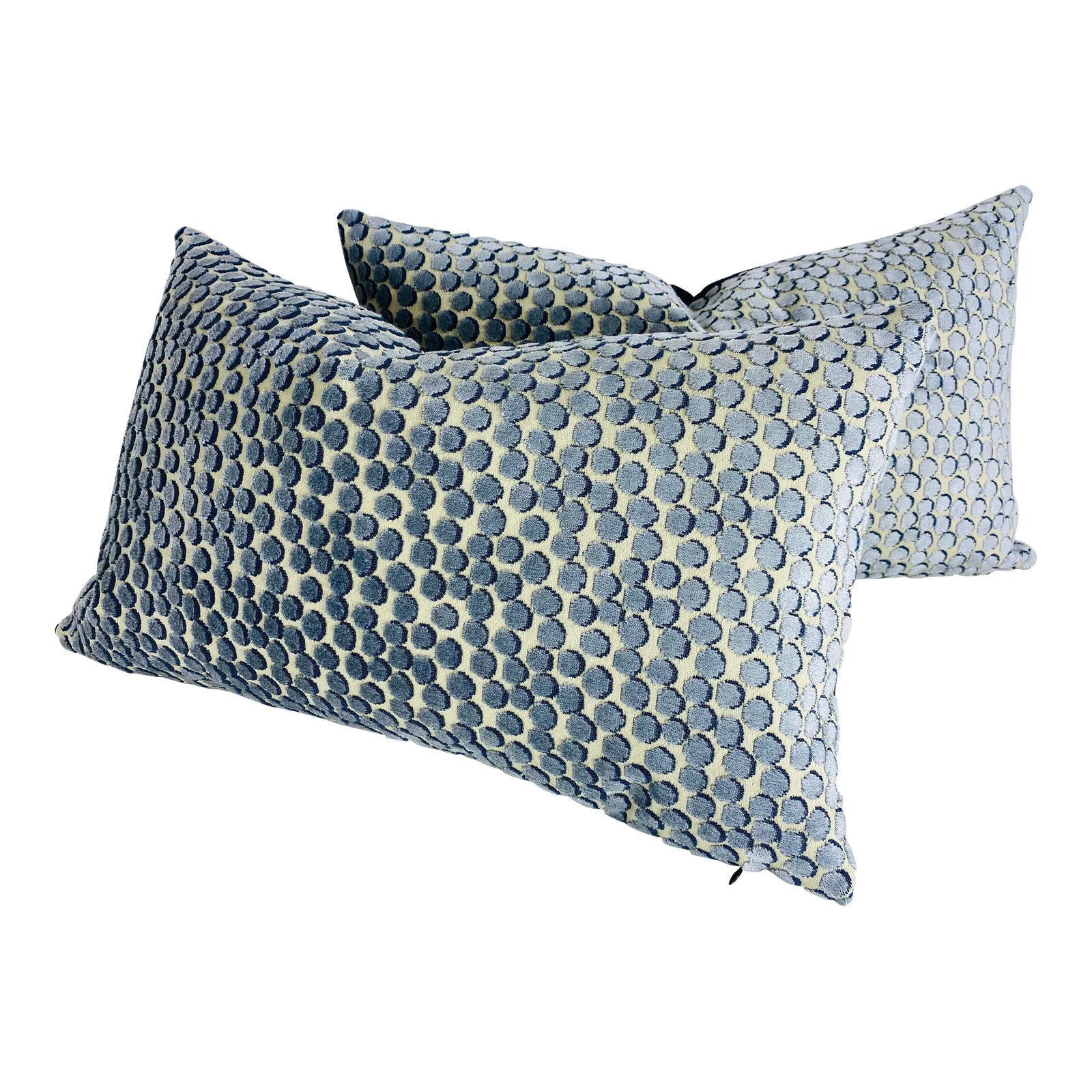 Modern Plush Westgate Cut Velvet Polkadot Lumbar Pillows /A Pair Chairish