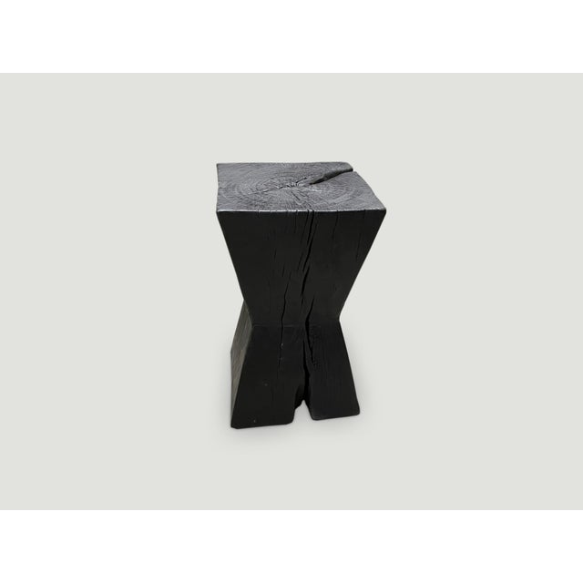 Andrianna Shamaris Charred Hourglass Tamarind Wood Side Table For Sale - Image 18 of 18