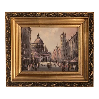 1950’s Original Impressionist Paris Street Scene Signed Original Frame For Sale