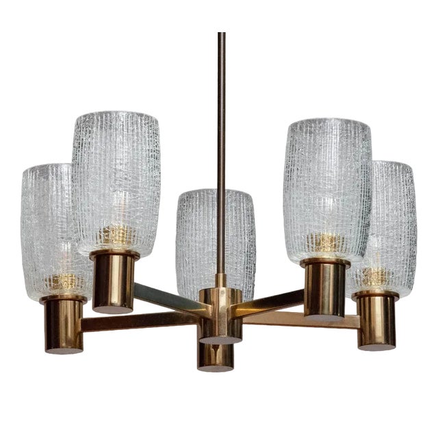 Large Brass Chandelier by Doria Leuchten, 1960 For Sale