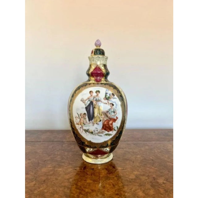 Ceramic Victorian Porcelain Lidded Vases, 1880s, Set of 2 For Sale - Image 7 of 8