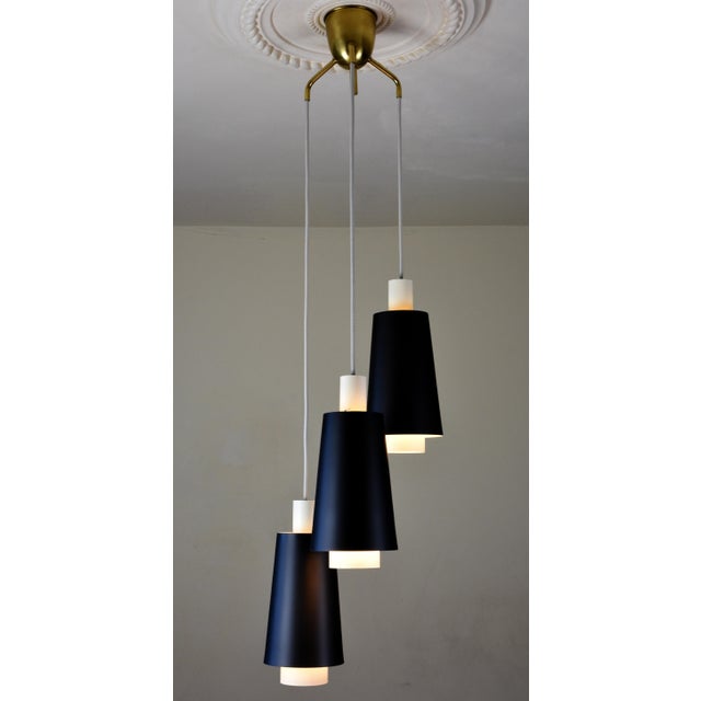 Black 3-Light Pendant by Bent Karlby for Lyfa, Denmark, 1950s For Sale - Image 8 of 16
