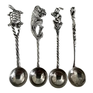 Four Sterling Silver Sugar or Salt Spoons