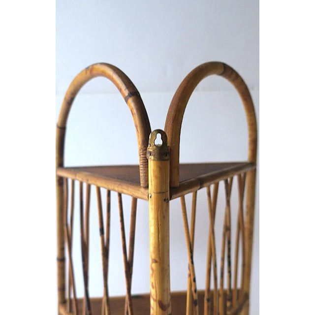Wicker Bamboo Corner Wall or Floor Shelf Étagère For Sale - Image 17 of 17