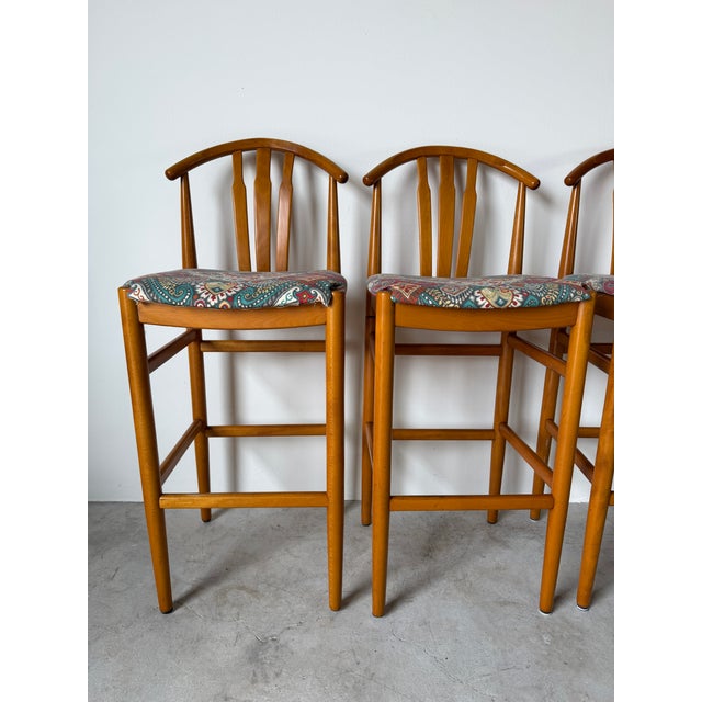 1970s Swedish Mid-Century Modern Carl-Ewert Ekström Beechwood Bar Stools – Set of 4 For Sale - Image 11 of 18