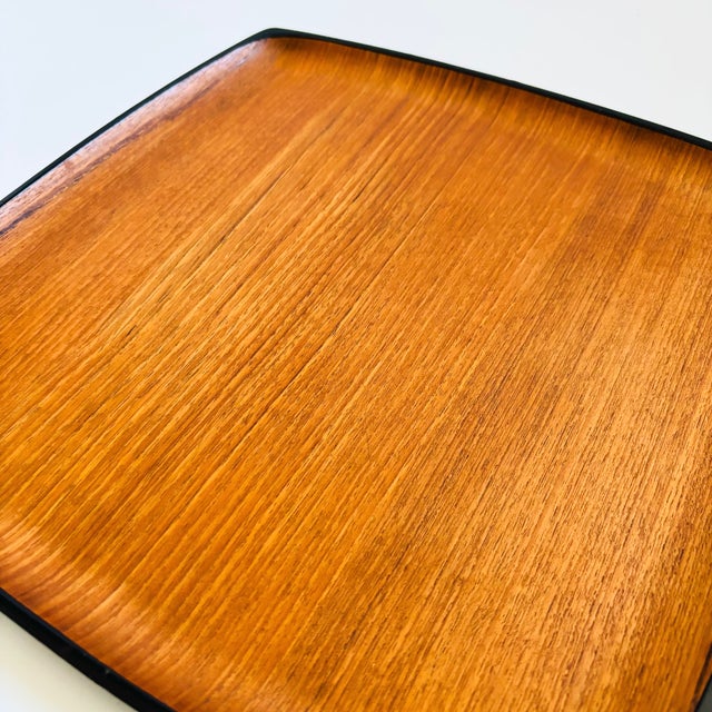 Mid Century Large Square Teak Tray For Sale - Image 4 of 9