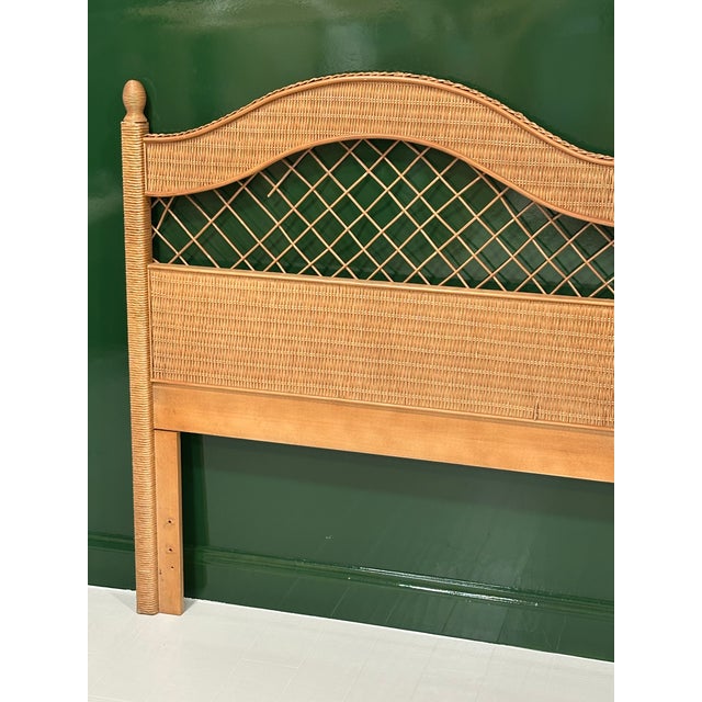 English Henry Link Lexington King Size Double Arch Rattan Headboard For Sale - Image 3 of 6