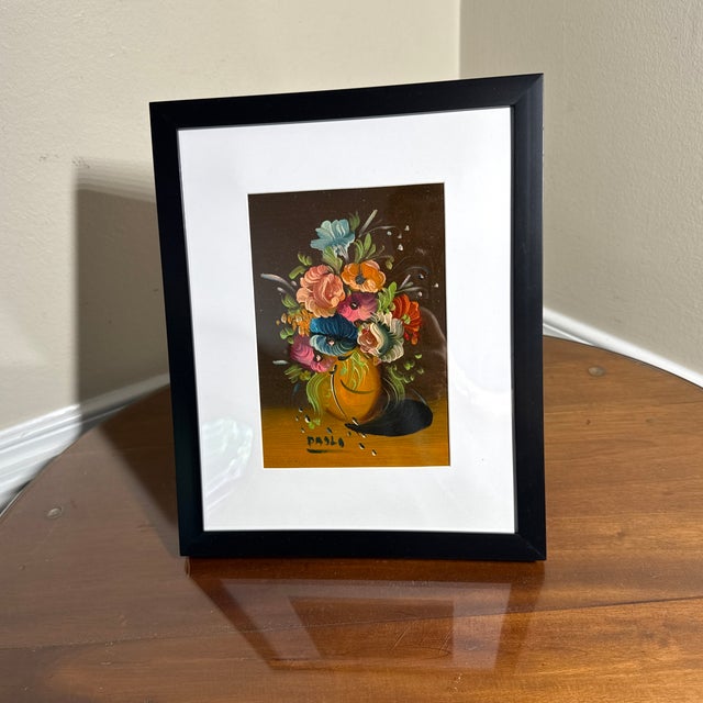 Paper Vintage Floral Still Life Painting For Sale - Image 7 of 9