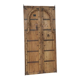 Antique 1900s Indian Teak Wood Mughal Arch Door For Sale
