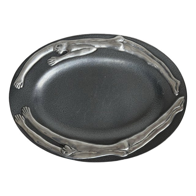 Modern Carrol Boyes Signed Figural Cast Aluminum and Powder-Coated Oval Platter For Sale