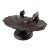 Mid-Century French Polished Iron Shell Form Birdbath on Stand For Sale